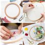 Noa Home Deco Kit de broderie, 100 couleurs de fil à broder, 5 cadres en bambou, 3 pièces en tissu de point de croix, aiguilles 