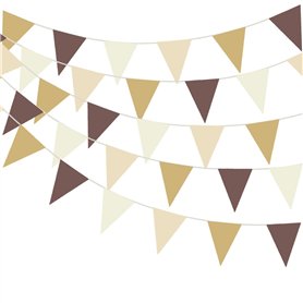 Guirlande de fanions triangulaires en tissu marron crème