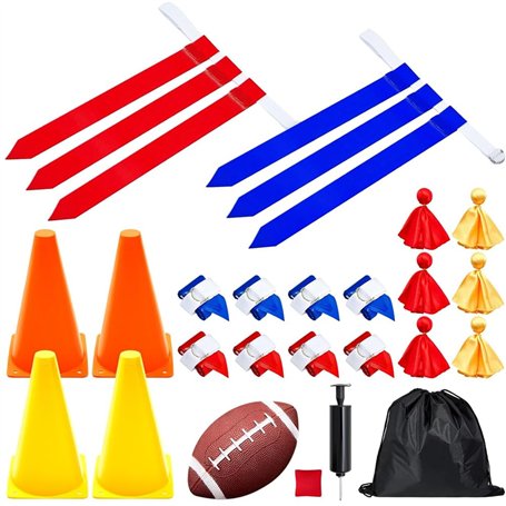 Journdream Lot de 10 drapeaux de joueur avec 10 pièces de ceinture de football