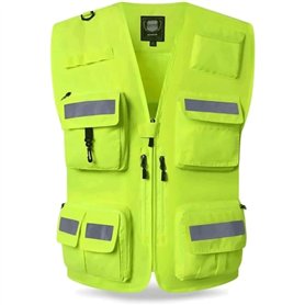 POSEDWRA Gilet réfléchissant Gilet de Pompier d'urgence Gilet de Sauvetage Routier volontaire Gilet Multi-Poches Combinaison réf