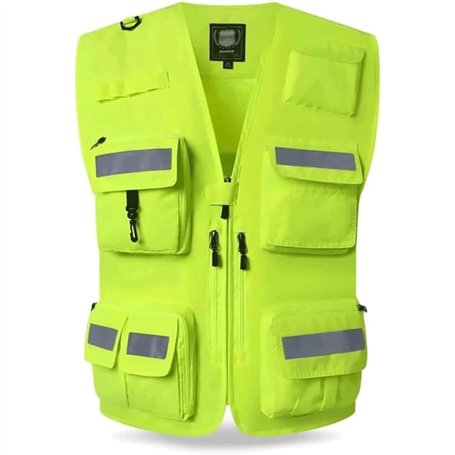POSEDWRA Gilet réfléchissant Gilet de Pompier d'urgence Gilet de Sauvetage Routier volontaire Gilet Multi-Poches Combinaison réf