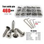 460pc M2.6 M3 M4 M5 ensemble A2 304 acier inoxydable plat fraisé colonne broche Torx tête antivol sécurité autotaraudeuse vis à 