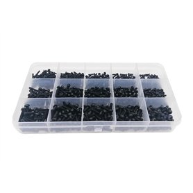 GamirA 1 boîte 300/700/1160pc M2 M2.5 M3 M4 Noir Blanc Nylon Plastique isolé Casserole tête Ronde Boulon vis écrou Ensemble Asso