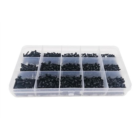 GamirA 1 boîte 300/700/1160pc M2 M2.5 M3 M4 Noir Blanc Nylon Plastique isolé Casserole tête Ronde Boulon vis écrou Ensemble Asso