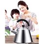 Thé Kettle Stoveetop Whistling Gas Hob Grand en acier inoxydable sifflement avec poignée pliante 3 litres poêle à gaz à inductio