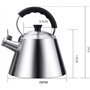 Thé Kettle Stoveetop Whistling Gas Hob Grand en acier inoxydable sifflement avec poignée pliante 3 litres poêle à gaz à inductio