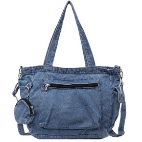 NethCasti Sac en denim pour femmes Sac à bandoulière en jean décontracté Épaule multi-poche avec à fermeture glissière
