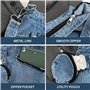 NethCasti Sac en denim pour femmes Sac à bandoulière en jean décontracté Épaule multi-poche avec à fermeture glissière