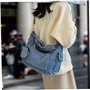 NethCasti Sac en denim pour femmes Sac à bandoulière en jean décontracté Épaule multi-poche avec à fermeture glissière
