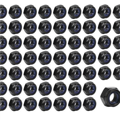 Lot de 60 écrous M5 autobloquants - Noir en acier inoxydable 304 - Idéal pour protéger contre les vibrations et le desserrage