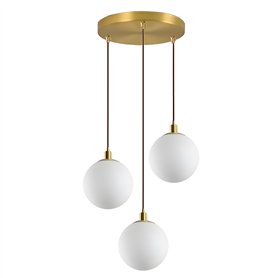 ZTTECH Lampe à Pendentif Moderne 3 Lumières en Verre Blanc Suspension Dorée Hauteur Réglable Douille E27 pour Îlot de Cuisine Sa