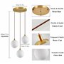ZTTECH Lampe à Pendentif Moderne 3 Lumières en Verre Blanc Suspension Dorée Hauteur Réglable Douille E27 pour Îlot de Cuisine Sa