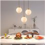 ZTTECH Lampe à Pendentif Moderne 3 Lumières en Verre Blanc Suspension Dorée Hauteur Réglable Douille E27 pour Îlot de Cuisine Sa