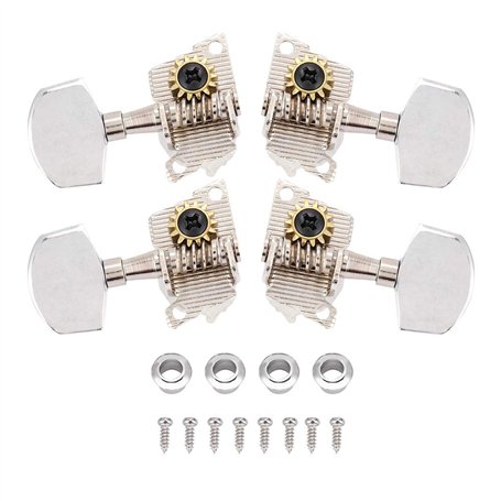 Tomotato 2L2R Chevilles de Réglage Ukulélé Argent Style Classique Accordeurs Ukulélé Chevilles de Réglage Clés Têtes de Machine