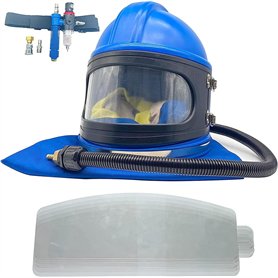 Casque de sablage Casque de sablage à alimentation en air sécurisée avec protection des épaules Cagoule de protection pour le sa