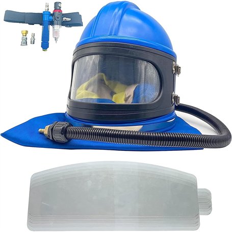 Casque de sablage Casque de sablage à alimentation en air sécurisée avec protection des épaules Cagoule de protection pour le sa