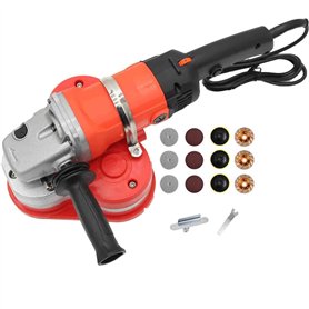 Ponceuse à Béton 3 Têtes 2800W Pro - Kit Complet 12 Accessoires (Disque Diamant/Plateau Adhésif/Eau/Abraisif) + 6 Vitesses pour