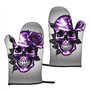 Gants de cuisine polyvalents résistants à la chaleur Motif roses violettes et têtes de mort 5