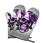 Gants de cuisine polyvalents résistants à la chaleur Motif roses violettes et têtes de mort 5,9 x 27,9 cm