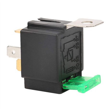 TenNuoDa DC 12V 30A 4 Broches Noir Relais Fusible Automobile avec Support
