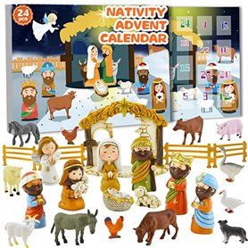 Calendrier de l'Avent Nativity 24 jours Counom de Noël Resin Nativity Set For Kids Christmas Gift Advent Calendar 2023