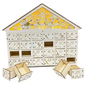 Calendrier de l'Avent en bois avec 24 tiroirs 15 x 3 x 13 Calendrier de l'avent Noël LED VIDE pour vous remplir des cadeaux vaca