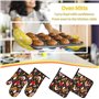 Moufles de cuisson mignonnes avec imprimé coq et poules - Imperméables - Résistantes à la chaleur