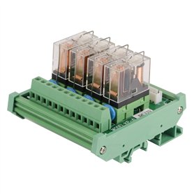 Ouitble relais à 4 canaux 12V 16A Module de relais monté sur Rail Din LED bipolaire NPN/PNP PLC pour diverses Applications de co