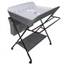 THINFAR Table à langer pliante, table à langer avec panier de rangement, ceinture de sécurité et 4 roues avec frein, réglable en