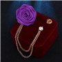 Broche de mariage, épinglette de style coréen en tissu à paillettes et strass fait à la main avec chaîne de pompon rose pour cél