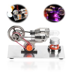 Mini Moteur Stirling argenté kit de Motor Stirling modèle de Moteur de Moteur Stirling à air Chaud à LED coloré