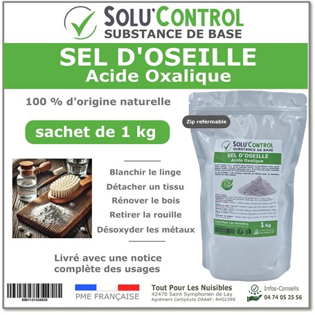 Sel d’Oseille 1 kg - Acide Oxalique 100% Naturel - Blanchir