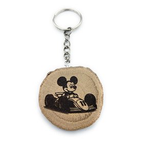 Promotech - Magnifique porte-clés Majic Mouse - Fabriqué à la main et gravé au laser en bois naturel (Mickey Formula-1)