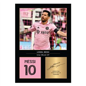 Icons Wall Art Photo imprimée A4 signée de Lionel Messi - Cadeau pour les fans de Miami et d'Argentine - Reproduite numériquemen