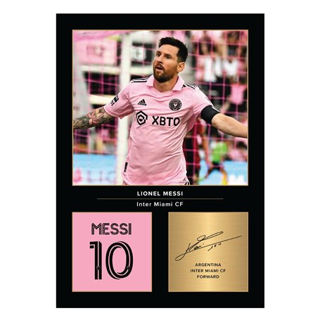 Icons Wall Art Photo imprimée A4 signée de Lionel Messi - Cadeau pour les fans de Miami et d'Argentine - Reproduite numériquemen