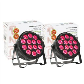 Ibiza light - Pack 2 Projecteurs Par THINPAR-14x6W-RGBW DMX Télécommande LED Extra-plats Soirée Dj Fête Bar Club Discothèque Amb