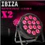 Ibiza light - Pack 2 Projecteurs Par THINPAR-14x6W-RGBW DMX Télécommande LED Extra-plats Soirée Dj Fête Bar Club Discothèque Amb