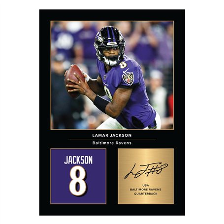 Icons Wall Art Photo imprimée de Lamar Jackson Baltimore Ravens - Format A4 - Cadeau pour les fans de football américain - Repro