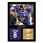 Icons Wall Art Photo imprimée de Lamar Jackson Baltimore Ravens - Format A4 - Cadeau pour les fans de football américain - Repro