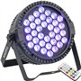 IBIZA LIGHT - Pack de 2 Projecteurs Par THINPAR-36X1W-RGB - DMX Télécommande LED Extra-plats Soirée Dj Fête Club Discothèque