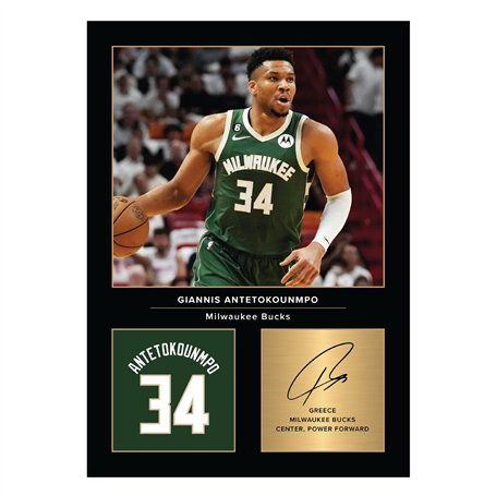 Icons Wall Art Photo imprimée A4 de Giannis Antetokounmpo - Cadeau pour les fans de basket-ball - Reproduction numérique - Sans
