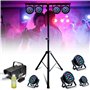 Mooving Light & Sound - Pack Pied Lumière ML-SUPPORT-DJLIGHT réglable - 4 projecteurs Par RGB - Machine à fumée - Fête Anniversa