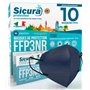 10x Masque FFP3 Bleu élastiques noirs certifié CE fabriqué en Italie Haute Filtration Plus élevée BFE ≥99% PFE≥99% Masques 10 pi