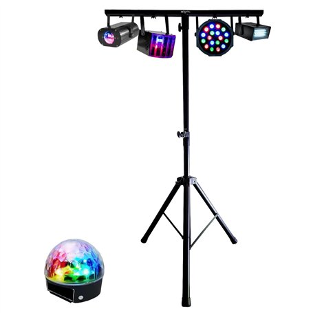 Mooving Light & Sound - Pack Lumière Pied réglable ML-SUPPORT-DJLIGHT - 5 jeux de lumières - Fête maison anniversaire