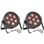 Ibiza Light - Pack de 2 Projecteurs THINPAR7x6-RGBW ParLEDS DMX Télécommandes Extra-plats - Soirée Fête Bar Club Discothèque Amb