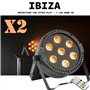 Ibiza Light - Pack de 2 Projecteurs THINPAR7x6-RGBW ParLEDS DMX Télécommandes Extra-plats - Soirée Fête Bar Club Discothèque Amb