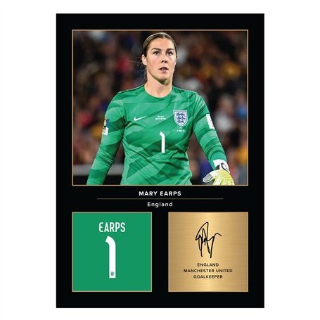Icons Wall Art Photo imprimée A4 signée Mary Earps Lionesses - Cadeau pour les fans d'Angleterre - Reproduction numérique - Sans