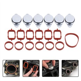 Akozon Kit de joints d'admission de 6 x 33mm bouchon clapet Rabats Reparatio avec collecteur Admission Joints pour E46 E60 E65 E