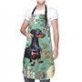 HTTUP Tablier de cuisine imperméable avec poches pour cuisine et pâtisserie Motif teckel 71 x 83 cm Noir Taille unique, Noir/bla