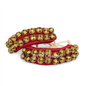 Art Of Creation Kathak Dancing Ghungroo Bells 2 lignes rouges rembourrées indien classique instrument de musique pour bracelet d